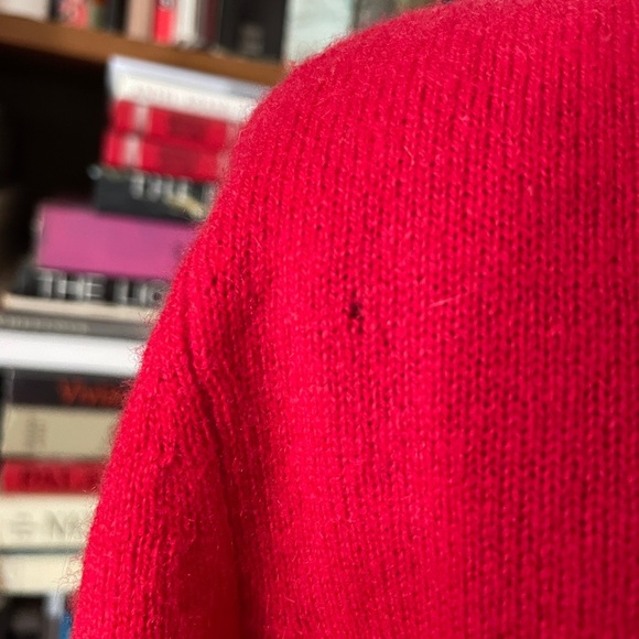 J. McLaughlin Bold Red Cashmere Cowl-neck Sweater - Size S - w/minor holes! - Picture 4 of 15